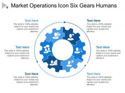 Market operations icon six gears humans