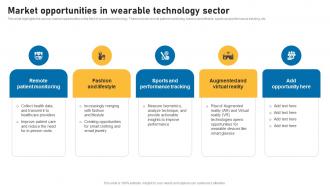 Market Opportunities In Wearable Technology Sector Smart Devices Funding Elevator Pitch Deck