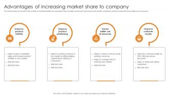 Market Penetration For Business Advantages Of Increasing Market Share To Company Strategy SS V