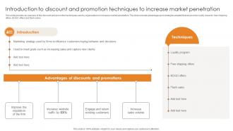 Market Penetration For Business Introduction To Discount And Promotion Techniques Strategy SS V