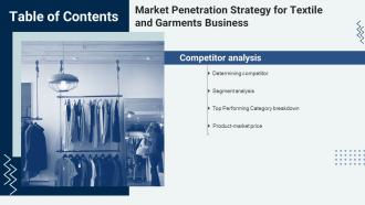 Market Penetration Strategy For Textile And Garments Business For Table Of Content