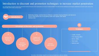 Market Penetration Strategy Introduction To Discount And Promotion Techniques Strategy SS V