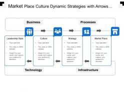 Market place culture dynamic strategies with arrows and icons