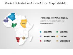 Market potential in africa africa map editable ppt slide examples