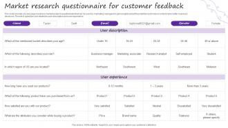 Market Research Questionnaire For Customer Feedback