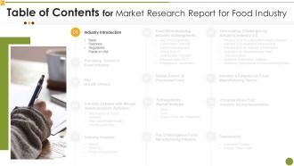 Market Research Report For Food Industry Table Of Contents
