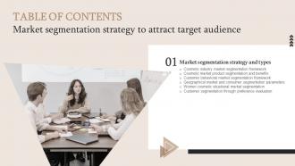 Market Segmentation Strategy To Attract Target Audience Table Of Contents MKT SS V