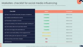 Marketers Checklist For Social Media Influencing Guide For Digital Marketing