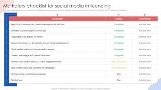 Marketers Checklist For Social Media Influencing Online Marketing Strategies