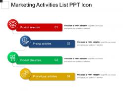 Marketing activities list ppt icon