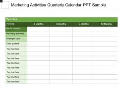 Marketing activities quarterly calendar ppt sample