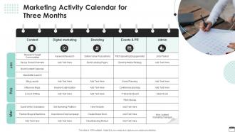 Marketing Activity Calendar For Three Months