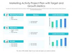 Marketing activity project plan with target and growth metrics