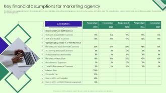 Marketing Agency Business Plan Key Financial Assumptions For Marketing Agency BP SS