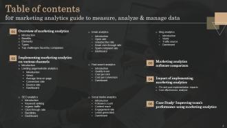 Marketing Analytics Guide To Measure Analyze And Manage Data Complete Deck