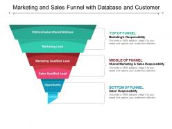 Marketing and sales funnel with database and customer