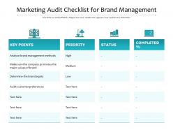 Marketing audit checklist for brand management