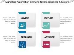 Marketing automation showing novice beginner and mature