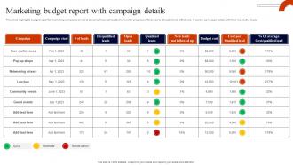Marketing Budget Report With Campaign Details