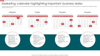 Marketing Calendar Highlighting Important Business Dates Email Campaign Development Strategic