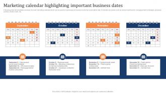 Marketing Calendar Highlighting Important Business Marketing Strategy To Increase Customer Retention