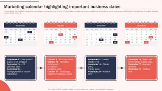 Marketing Calendar Highlighting Increasing Brand Awareness Through Promotional