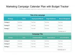 Marketing Campaign Calendar Plan With Budget Tracker