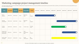 Marketing Campaign Project Management Timeline