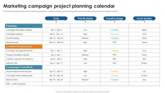 Marketing Campaign Project Planning Calendar