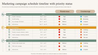 Marketing Campaign Schedule Timeline With Priority Status