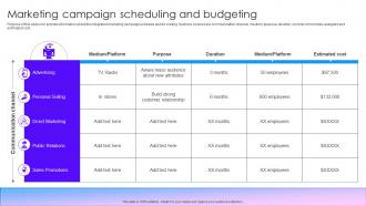 Marketing Campaign Scheduling And Budgeting Marketing Tactics To Improve Brand