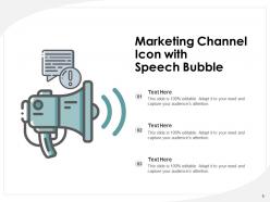 Marketing channel icon newspaper globe megaphone speech bubble currency symbol social media