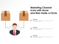 Marketing channel icons with arrow and man inside a circle