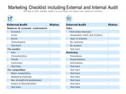 Marketing checklist including external and internal audit