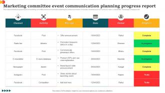 Marketing Committee Event Communication Planning Progress Report