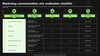 Marketing Communication Mix Evaluation Checklist