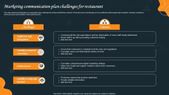 Marketing Communication Plan Challenges For Restaurant