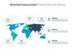 Marketing company global presence map with statistics