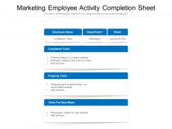 Marketing employee activity completion sheet