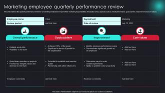 Marketing Employee Quarterly Performance Review