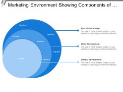 Marketing environment showing components of internal and macro environment
