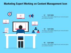 Marketing expert working on content management icon