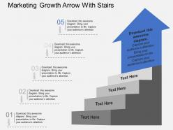 Marketing growth arrow with stairs flat powerpoint design