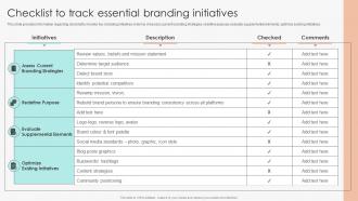 Marketing Guide To Manage Brand Checklist To Track Essential Branding Initiatives