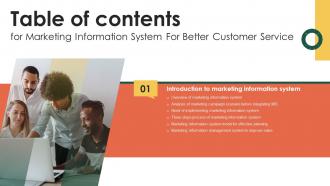 Marketing Information System For Better Customer Service For Table Of Contents MKT SS V