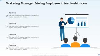 Marketing manager briefing employee in mentorship icon