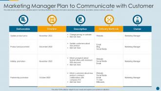 Marketing Manager Plan To Communicate With Customer