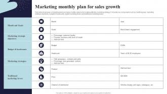 Marketing Monthly Plan For Sales Growth
