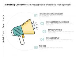 Marketing objectives with megaphone and brand management