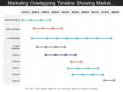 Marketing overlapping timeline showing market research sales campaign and local marketing